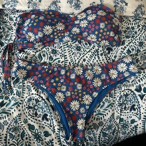 Adore Me Blue Floral Bandeau Bikini Set
